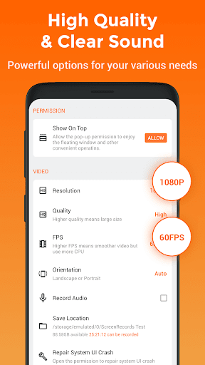 XRecorder – ضبط فیلم از صفحهی گوشی — تصویر 3